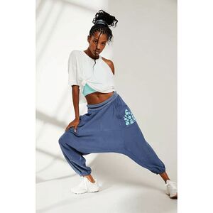 Free People Blue Joggers with Teal Floral Design